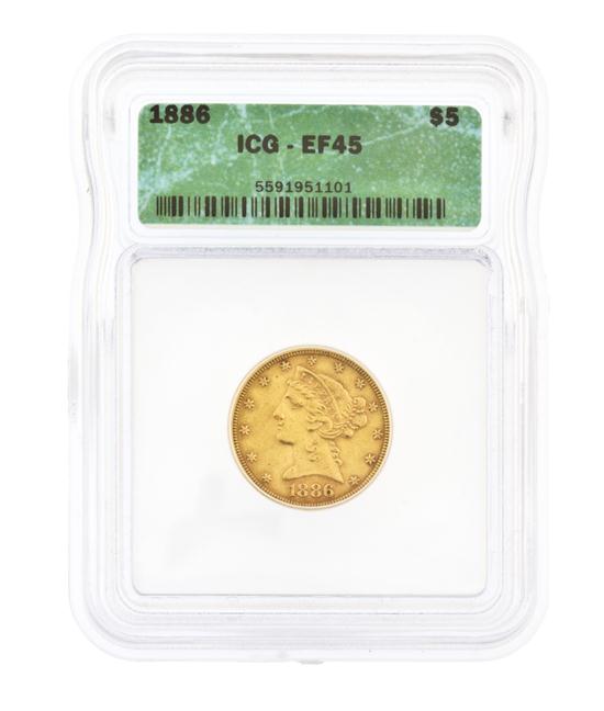  An 1886 U S 5 Liberty Gold 1546db