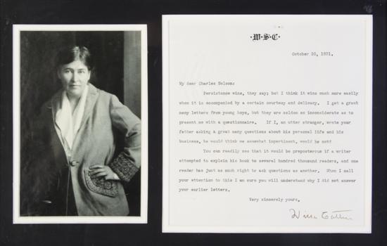  CATHER WILLA Typed letter signed 1546eb