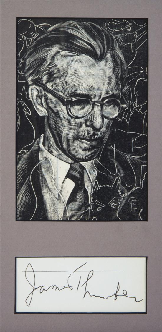 *THURBER JAMES Clipped signature framed