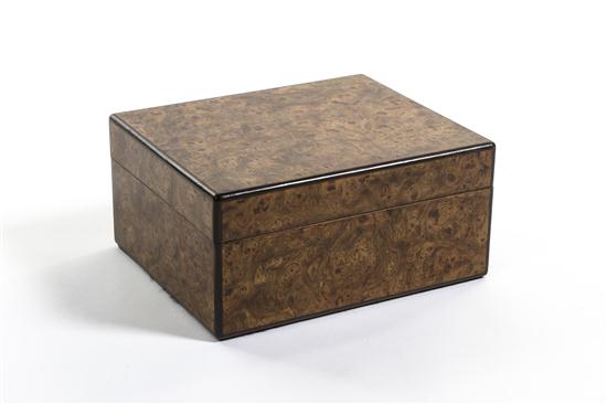 A Burl Walnut Humidor of rectangular