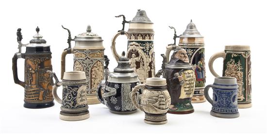 *A Collection of Ten Ceramic Steins