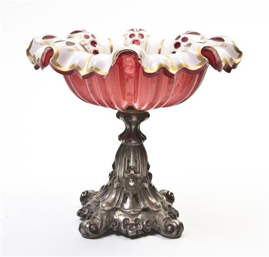 *A Bohemian Glass and Silver Compote
