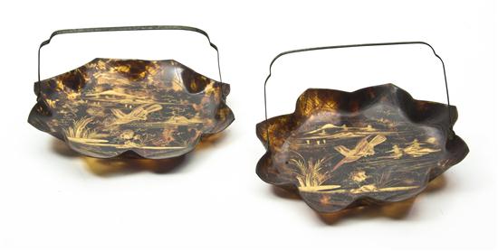 *A Pair of Tortoise Shell Handled Dishes
