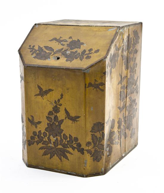 A Painted Tole Tea Canister of
