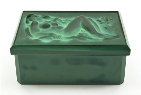 A Czech Malachite Glass Box of 154957