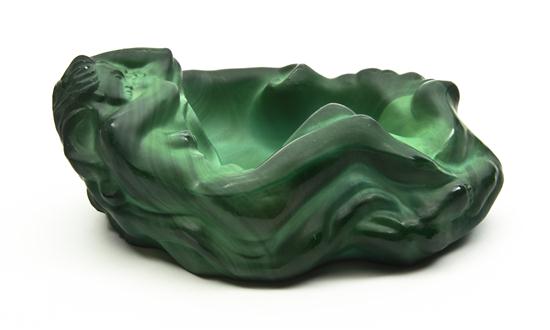 A Czech Malachite Glass Bowl depicting