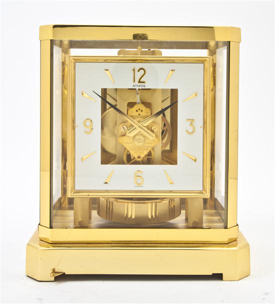 A Swiss Brass and Glass Atmos Clock