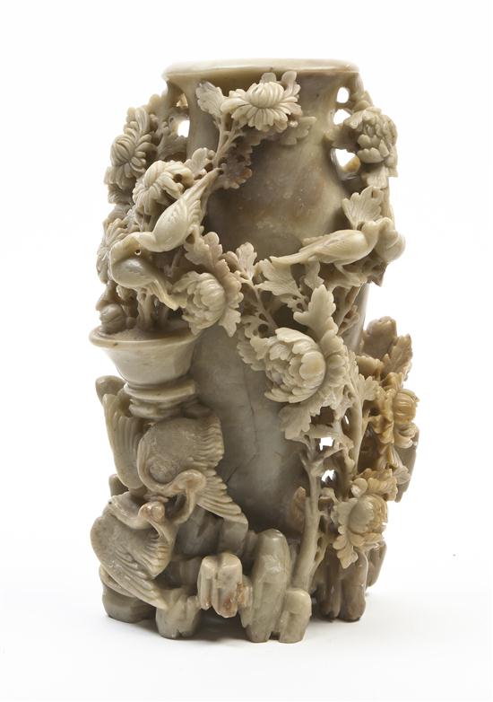 A Chinese Carved Soapstone Vase