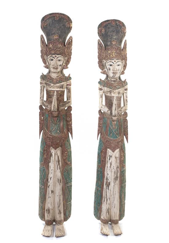 A Near Pair of Balinese Wood Carvings
