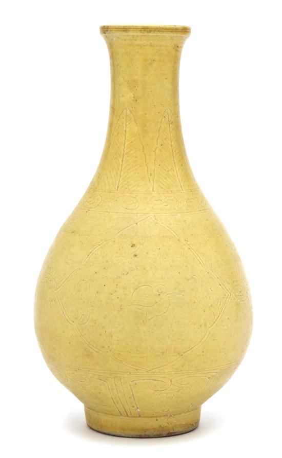 A Chinese Yellow Glazed Bottle
