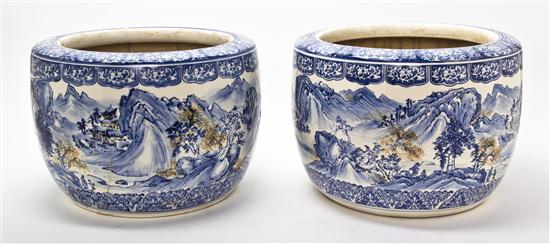 A Pair of Japanese Porcelain Jardinieres