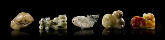 A Group of Five Jade Carvings of Animals