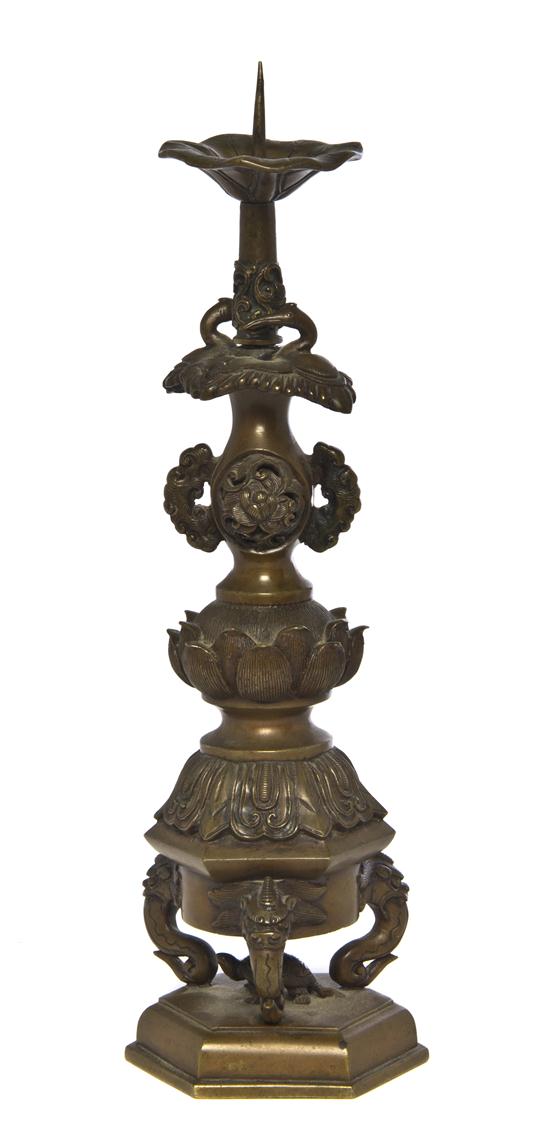  A Chinese Bronze Candlestick having 154a5e