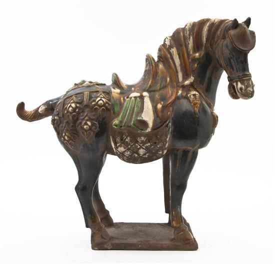 A Tang Style Sancai Glazed Horse standing