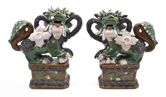 *A Pair of Chinese Glazed Fu Dogs depicted