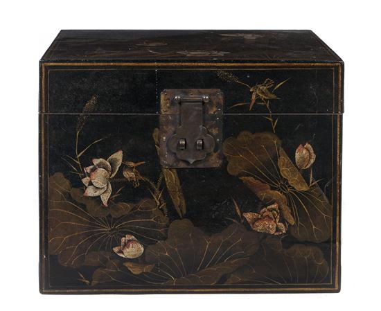 A Chinese Lacquered Trunk decorated
