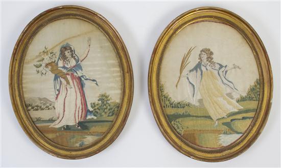 A Pair of English Allegorical Needleworks