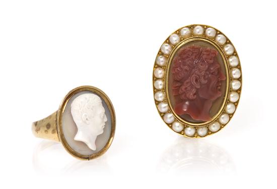 A Group of Yellow Gold and Hardstone 154b22