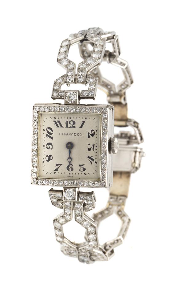 An Art Deco Platinum and Diamond Mechanical