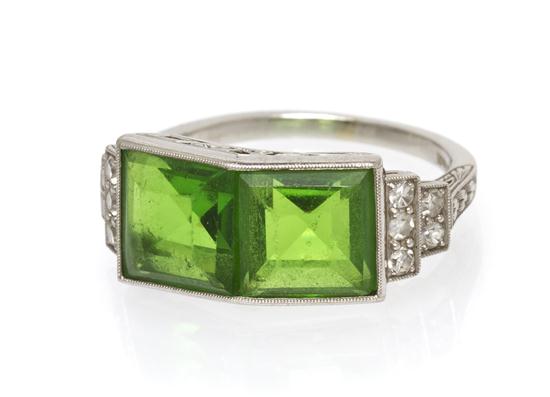 An Art Deco Platinum Peridot and 154b3c