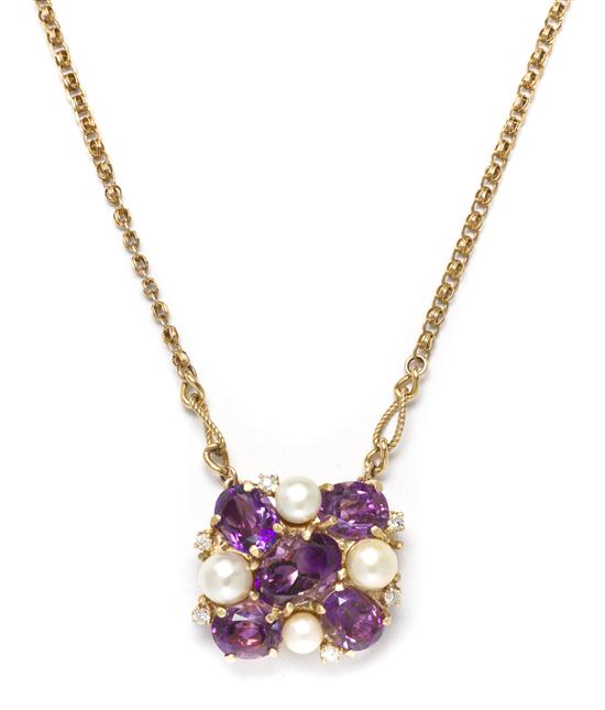 *A 14 Karat Yellow Gold Amethyst