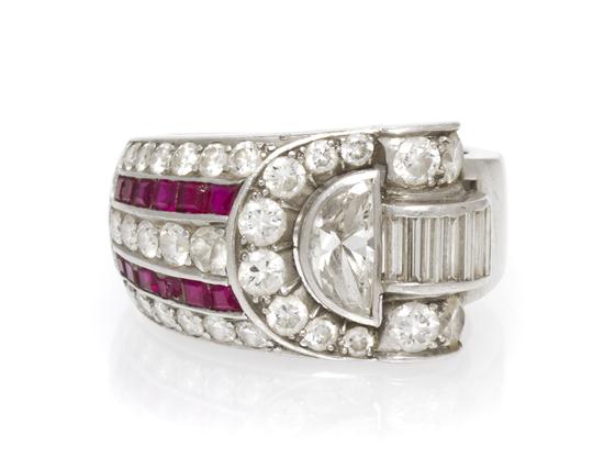  A Platinum Diamond and Ruby Ring 154b5f