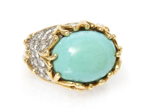 An 18 Karat Gold Turquoise and