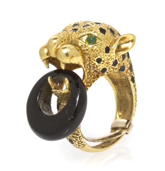  A Yellow Gold Onyx and Emerald 154bb9