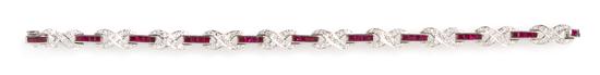 An 18 Karat White Gold Ruby and