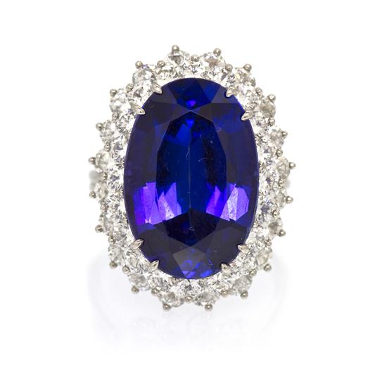 A Platinum Tanzanite and Diamond