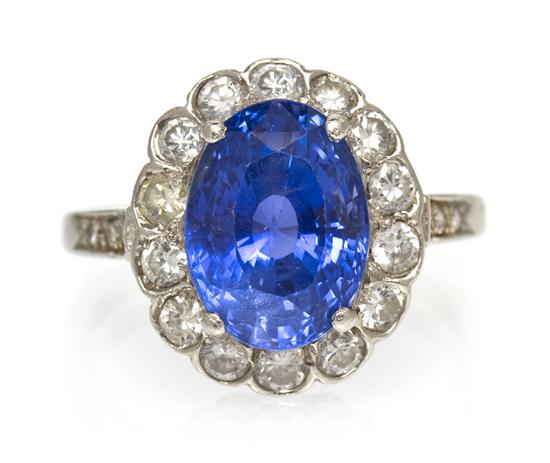 A Vintage Platinum Sapphire and