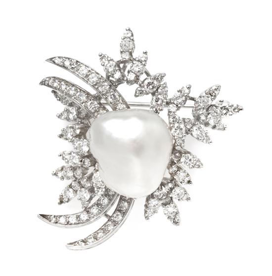 A Platinum Baroque Pearl and Diamond 154c0a