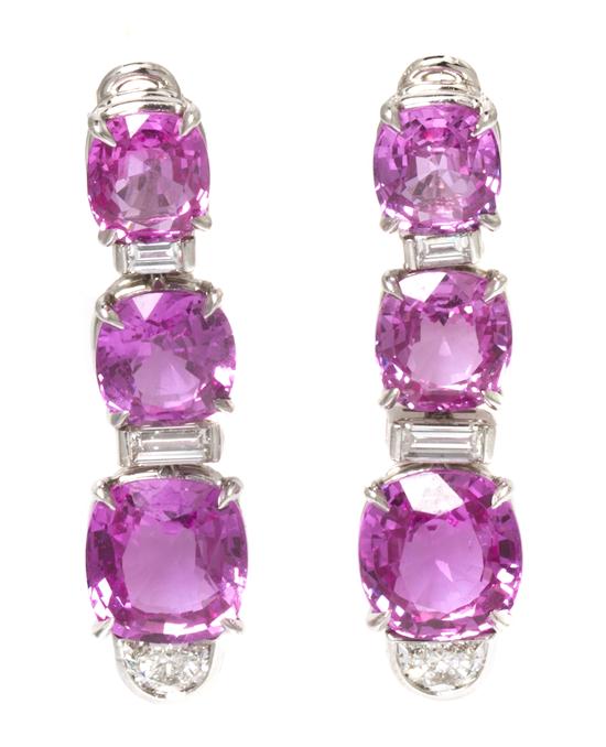 A Pair of Platinum Pink Sapphire