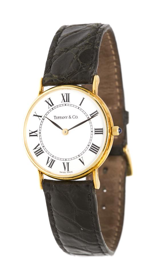 A 14 Karat Yellow Gold Wristwatch Tiffany