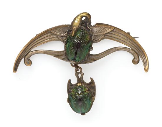 A Victorian Scarab Beetle Brooch in