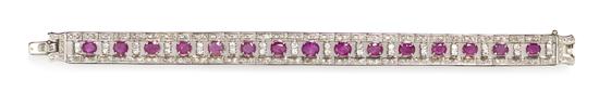 A 14 Karat White Gold Ruby and