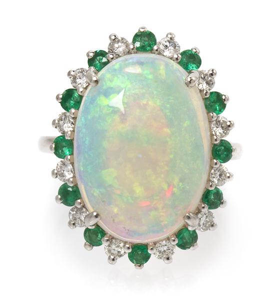 A Platinum Opal Emerald and Diamond 154c9d