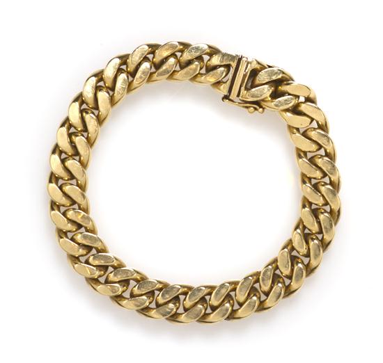 *A 14 Karat Yellow Gold Curb Link