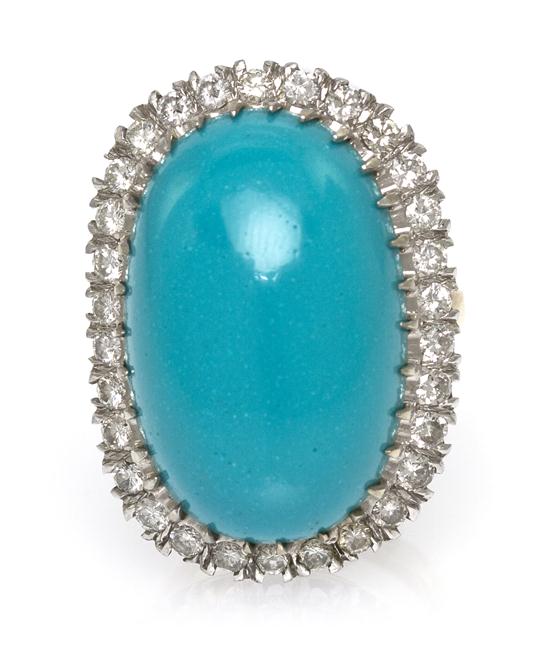  A 14 Karat Gold Simulated Turquoise 154cb7
