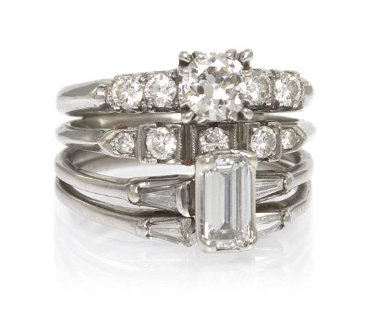 A White Gold and Diamond Ring Set