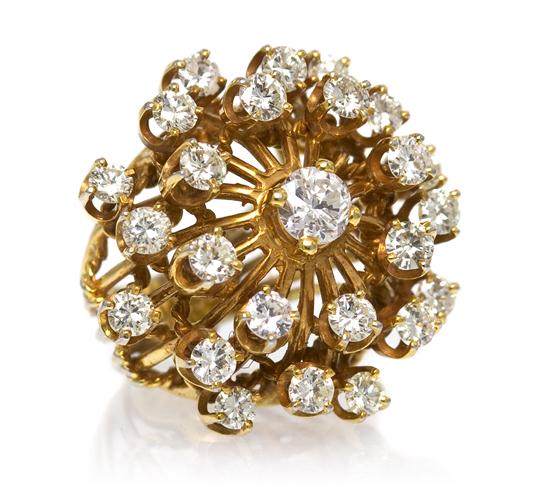 *A Yellow Gold and Diamond Cluster
