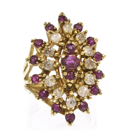*A 14 Karat Yellow Gold Ruby and