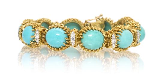 An 18 Karat Yellow Gold Turquoise 154ce4