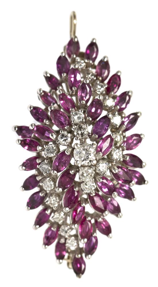 *A 14 Karat White Gold Ruby and