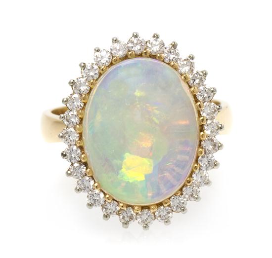 A Yellow Gold Opal and Diamond 154d0d