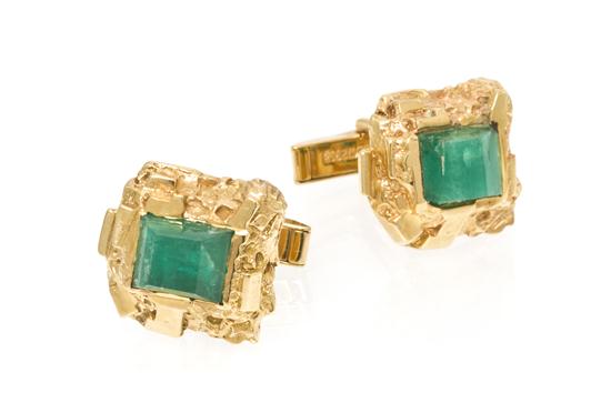 A Pair of 14 Karat Yellow Gold