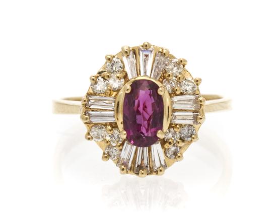A 14 Karat Yellow Gold Ruby and