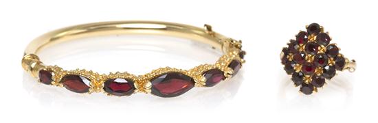 A Group of Yellow Gold and Garnet 154dad