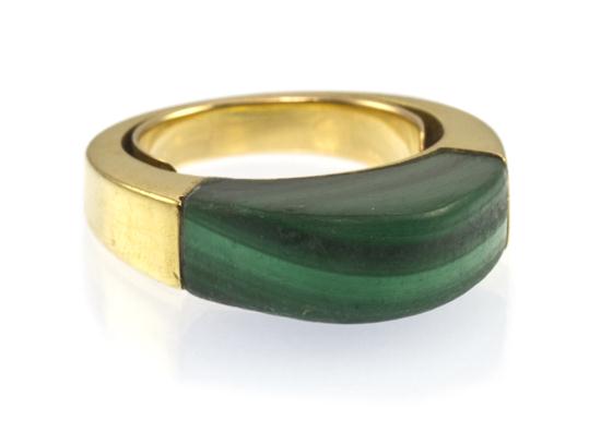 An 18 Karat Yellow Gold and Malachite