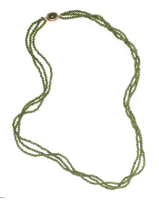 A Multistrand Jade Necklace consisting